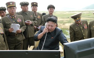Kim Jong-un on phone