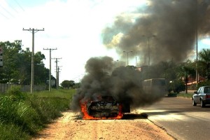 burning car