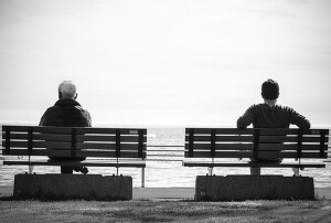 sitting on bench