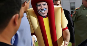 Hot-Dog-Suit-Wearing Biden Vows To Investigate US Funding Source For Antisemitic Palestinian Curricula